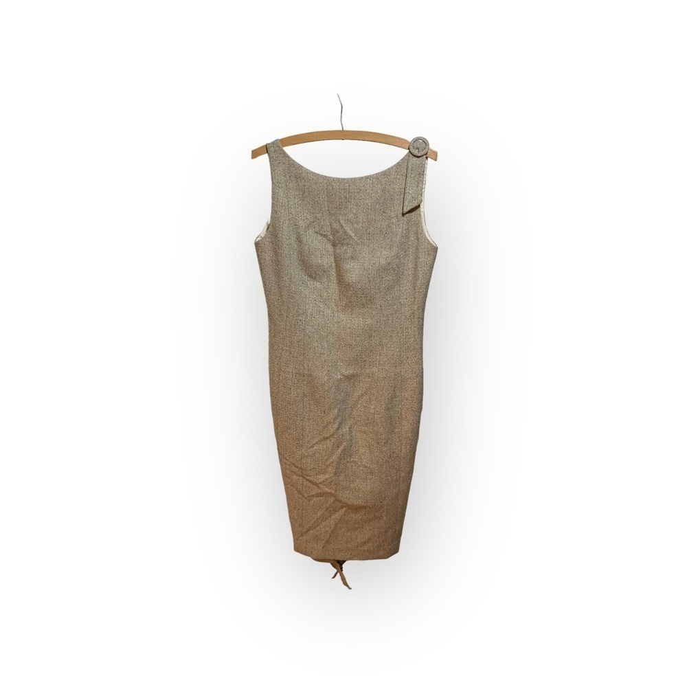 winkle by Wenlan Ecru Gold Tweed Sleeveless Midi Dress Size 6